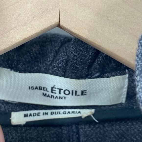 Isabel Marant Etoile Dules Ruffled Shirt Twill Mockneck Cotton Plaid Gray 12 - Picture 7 of 9